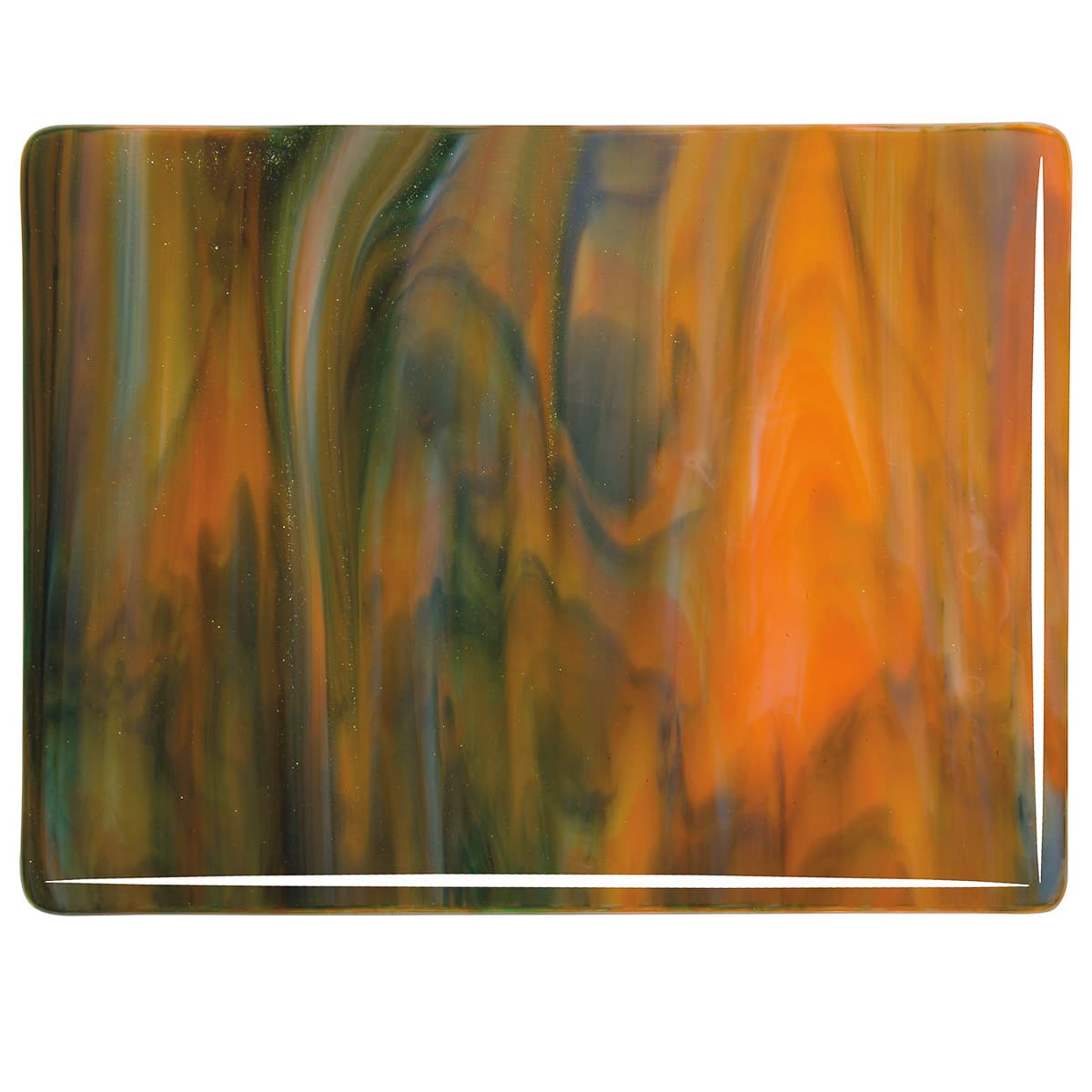 003123 White, Orange Opal, Deep Forest Green