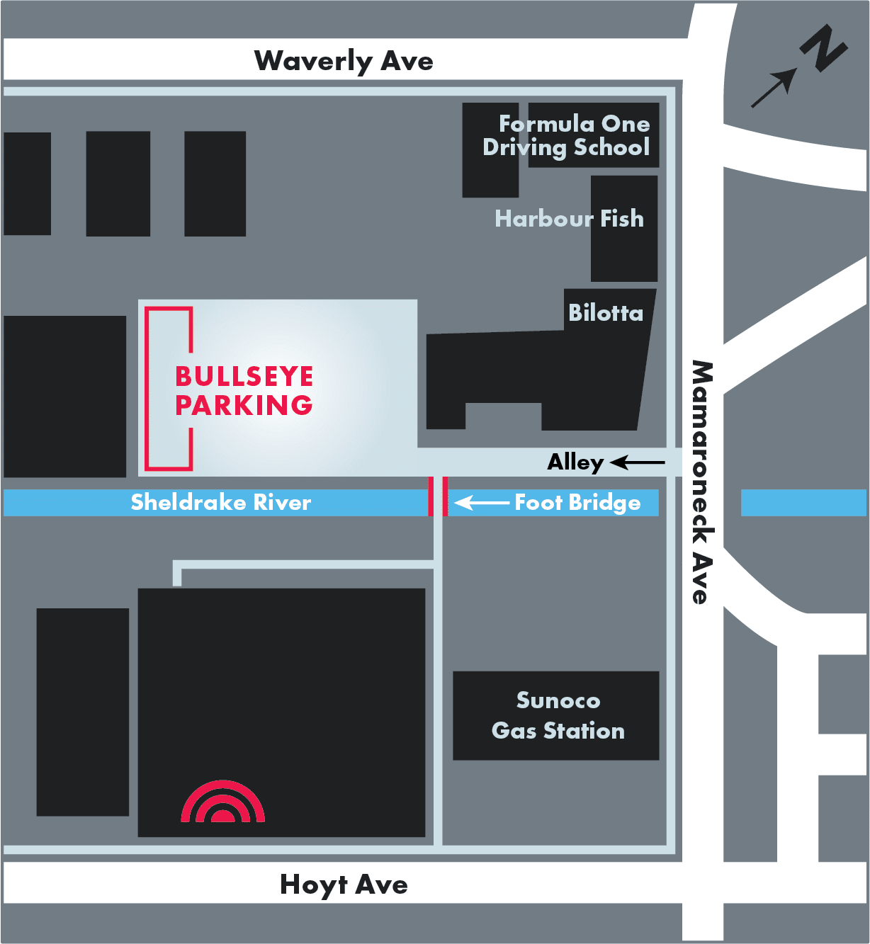 Illustration of the location of additional parking for RCNY