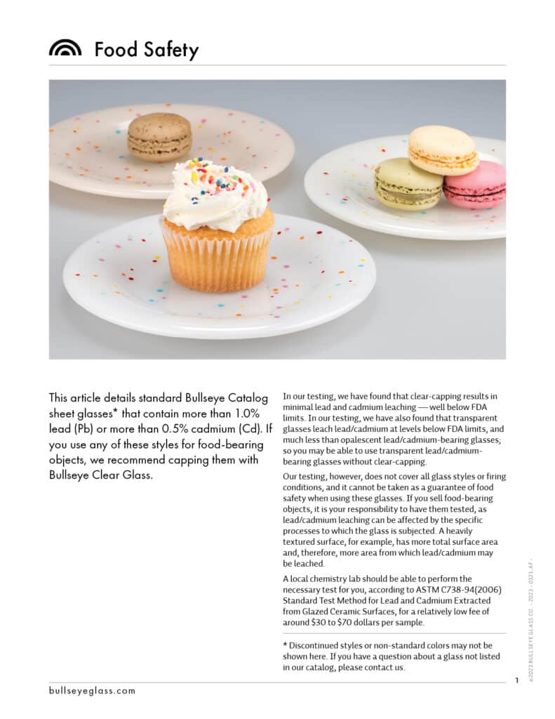 Bullseye Glass Product Use Article Food Safety