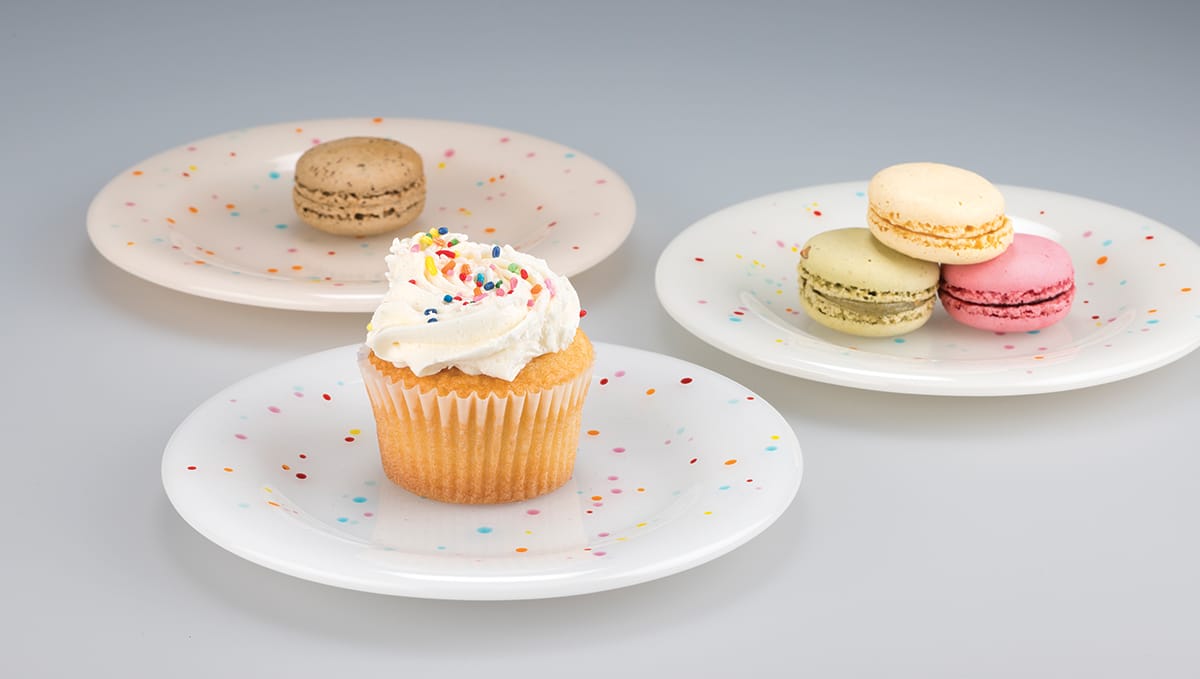 Cupcakes on glass plates