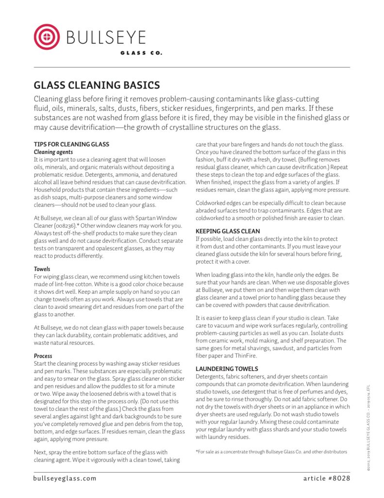 Bullseye Glass Studio Tips Glass Cleaning Basics