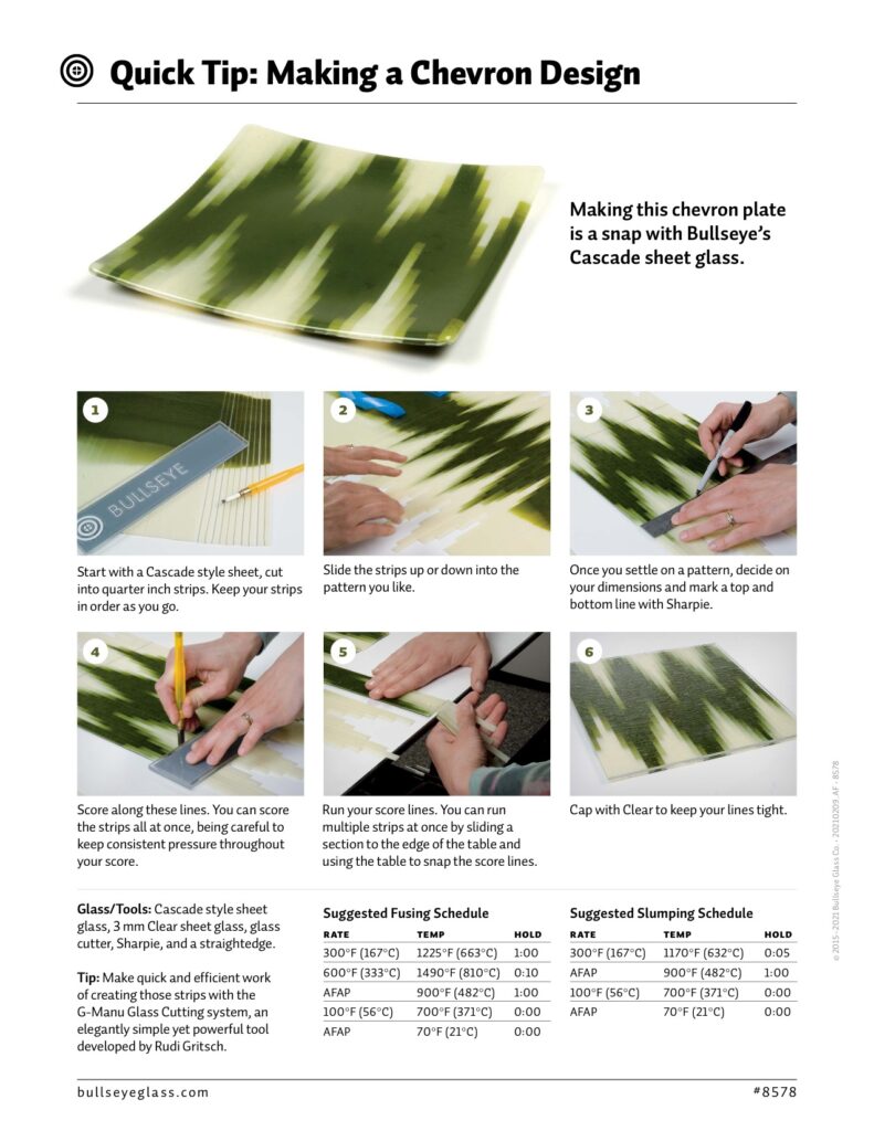 Bullseye Glass | Quick Tip Article | Making a Chevron Design