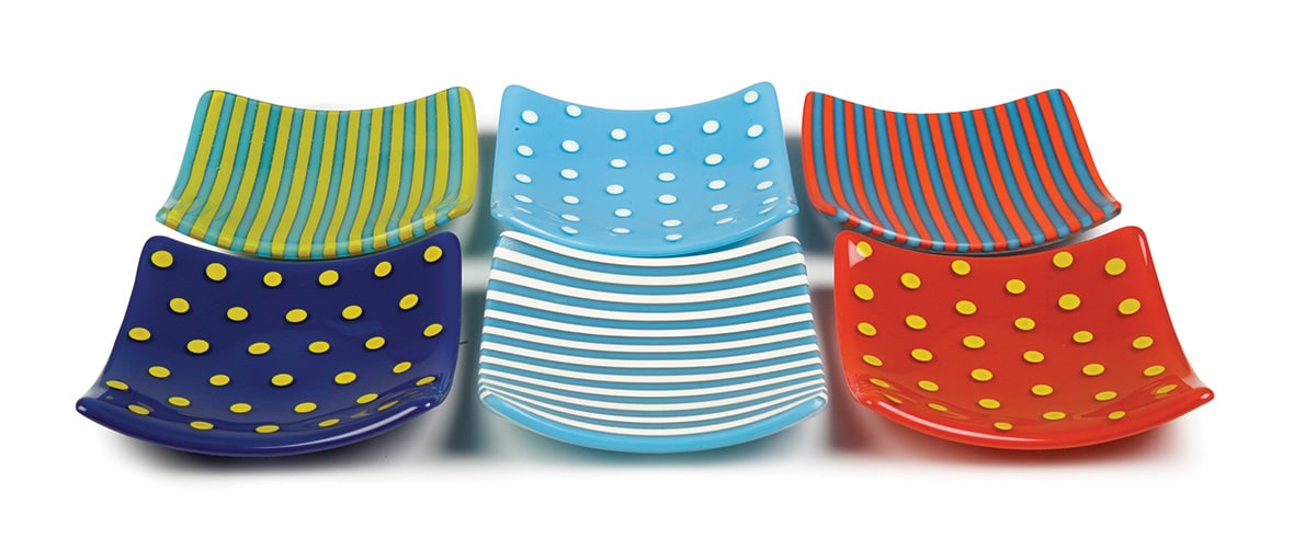 striped and dotted plates